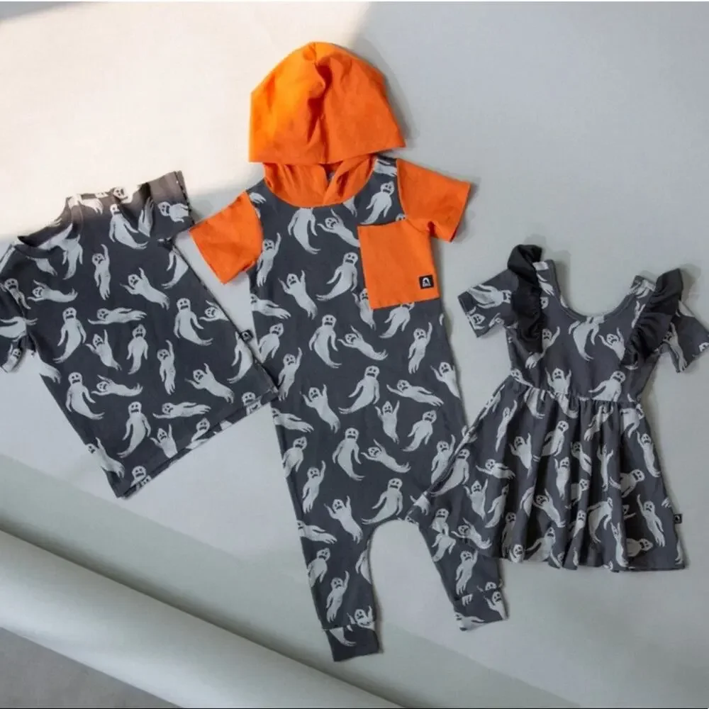 RAGS NWT Halloween ghost hooded romper one piece